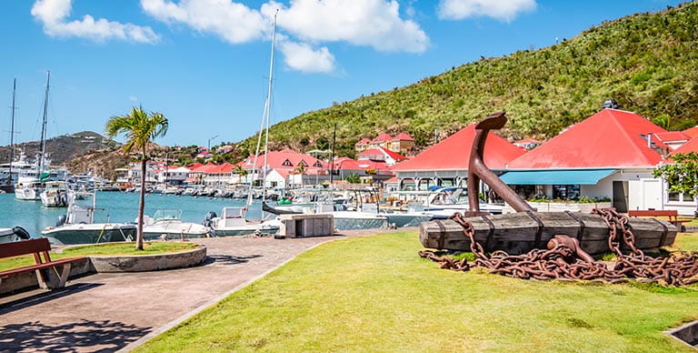 The waterfront of Gustavia, Saint Barthelemy